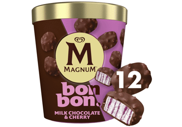 Valgomieji ledai MAGNUM, šokolado ir vyšnių skonio, 168 g