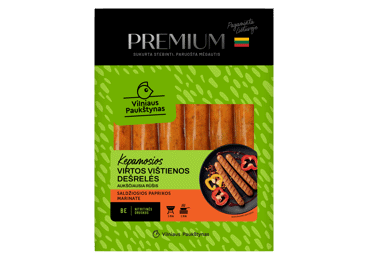 Virtos kepamosios vištienos dešrelės PREMIUM, saldžiosios paprikos marinate, a.r., 275 g