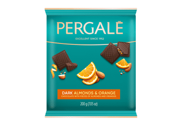 Juodasis šokoladas PERGALĖ su migdolais ir apelsinais, 200 g
