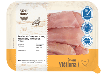 Lietuviška viščiukų broilerių vidinė filė WELL DONE, 400 g