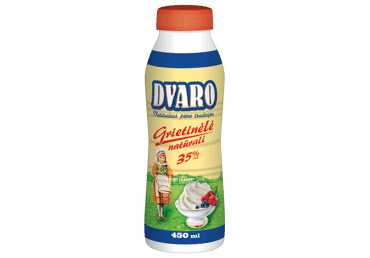 Grietinėlė plakamoji DVARO, 35 % rieb. ,sterilizuota, 450 ml