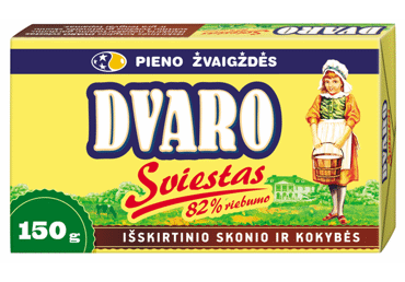 Saldžios grietinėlės DVARO sviestas, 82 % rieb., 150 g