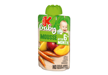 Obuolių, persikų, morkų, bananų tyrelė KUBUŠ BABY (6+ mėn.), 100 g