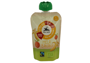 Ekologiška obuolių ir bananų tyrelė ALCE NERO (nuo 6 mėn.), 100 g.
