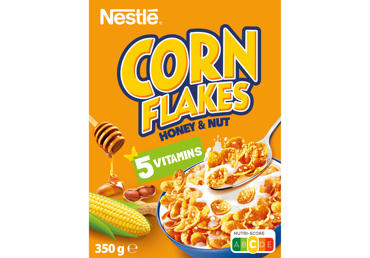 Dry breakfast NESTLE CORN FLAKES with honey and nuts, 350 g