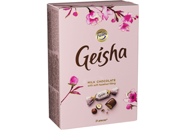 Pieninio šokolado saldainiai GEISHA su lazdynų riešutų įdaru, 150 g