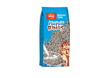 Sausi pusryčiai OHO HAPPY RINGS su sutirštintu pienu, 175 g