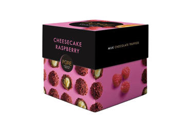 Pieninio šokolado PURE CHOCOLATE triufeliai su sūrio pyrago skonio įdaru, 96 g