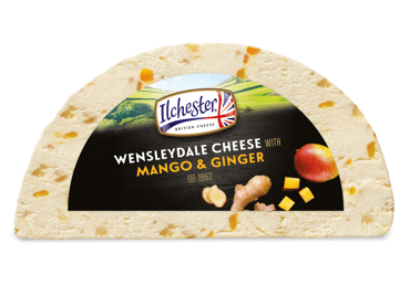 Sūris su mangais ir imbierais WENSLEYDALE, 35 % rieb. s. m., 1 kg