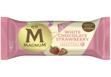Valgomieji ledai STRAWBERRY WHITE MAGNUM, 81 g