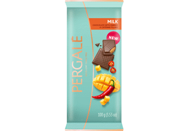 Молочный шоколад PERGALE с манго и перцем, 100 г