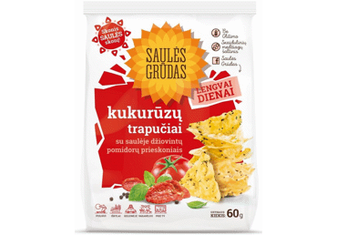 Triangular corn crisps Saulės Grūdas, tomato flavor, 60 g