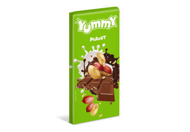 Молочная сладкая какао плитка YUMMY с арахисом, 85 г