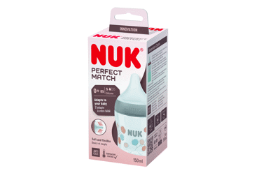 Buteliukas su sil. žinduku NUK PERFECT MATCH S, 0+mėn.,150ml, 1 vnt.  
