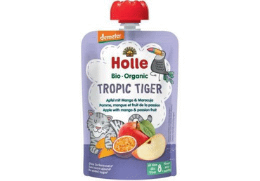 Ekologiška obuolių tyrelė su mangais HOLLE TROPIC TIGER 8+ mėn., 100 g