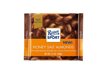 Молочный шоколад RITTER SPORT с миндалем и медом, 100 г
