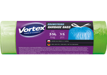 Šiukšlių maišai VORTEX DRAWSTR GREEN, 35 l, 15 vnt., 1 vnt.