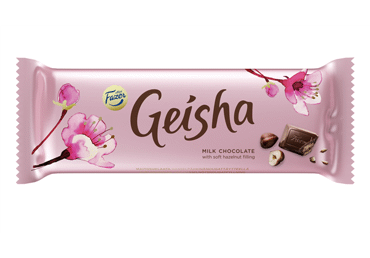 Pieninis šokoladas GEISHA su lazdynų riešutų įdaru, 100 g