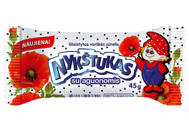 Glaistytas varškės sūrelis NYKŠTUKAS su aguonomis, 25,6% rieb., 45 g