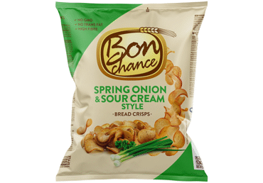 Хлебные чипсы BON CHANCE, вкус сметаны и зеленого лука, 120 г