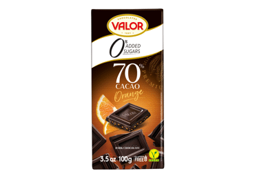 Becukris Juodas šokoladas VALOR 70% su apelsinais, 100 g