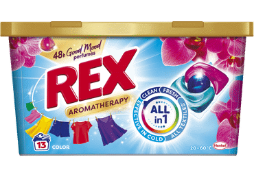 Skalbiamosios kapsulės REX POWER CAPS AROMATHERAPY COLOR, 13 vnt.