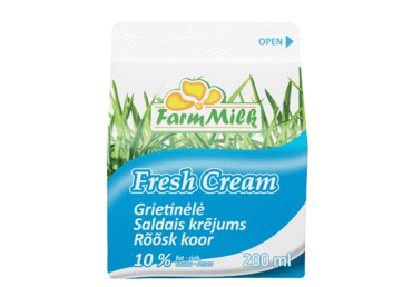 Grietinėlė FARM MILK, 10 % rieb., 200 ml