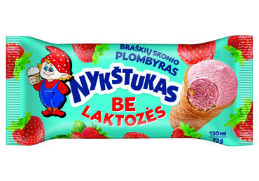 Plombyriniai ledai NYKŠTUKAS be laktozės, braškių skonio, 75 g
