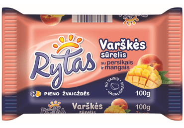 Sweet Cottage Cheese Snack RYTAS with Peaches and Mangoes, 7% fat, 100 g