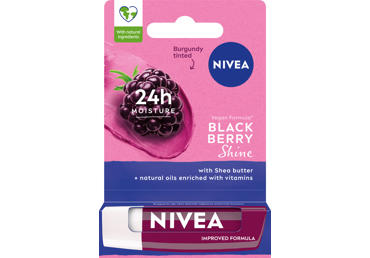 NIVEA BLACKBERRY SHINE puoselėjamasis lūpų balzamas 