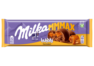Pieninis šokoladas MILKA BUBBLY su karameliniu įdaru, 250 g