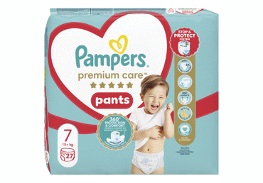 Sauskelnės-kelnaitės PAMPERS Premium Care Pants, Value Pack, 7 dydis, 27 vnt.