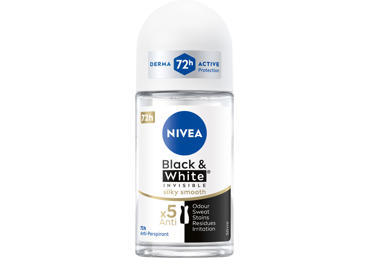 NIVEA BLACK&WHITE SILKY SMOOTH rutulinis antiperspirantas moterims, 50 ml