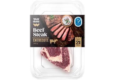 Aged beef entrecote steak WELL DONE, 240 g