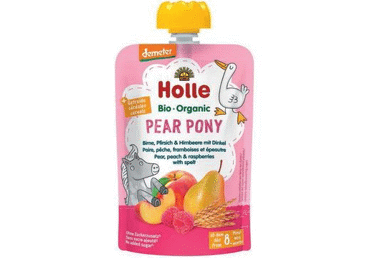 Eco pear, raspberry puree HOLLE PEAR PONY, 8+ months, 100 g