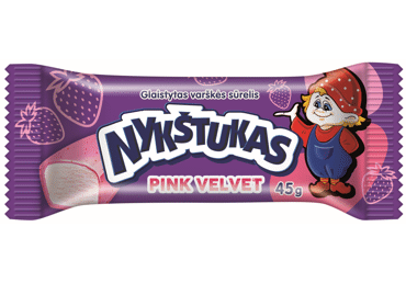 Глазированный творожок NYKŠTUKAS PINK VELVET с клубникой, 23.5% жира, 45 г