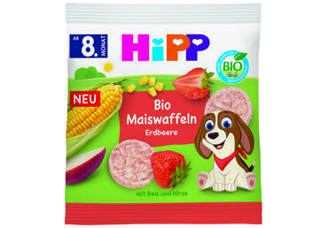 Organic corn cakes with strawberries HiPP, 23 g