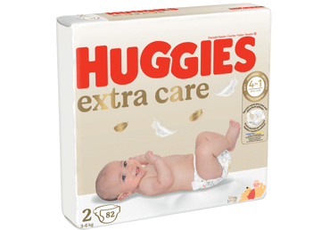 Sauskelnės HUGGIES EXTRA CARE 2, 3-6 kg, 82 vnt.