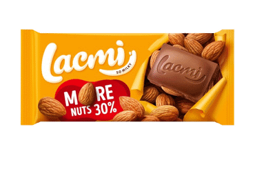 Молочный шоколад LACMI с цельными миндалями, 90 г