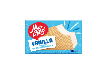 Valgomieji ledai tarp vaflių MIO&RIO, vanilės skonio, 90 g
