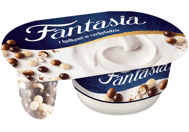 Eating cream yogurt with chocolate balls FANTASIA, 8.3% fat, 100 g