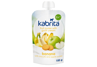 Tyrelė KABRITA su obuoliais, bananais, sausainiais, grietinėle, 8+ mėn., 100 g