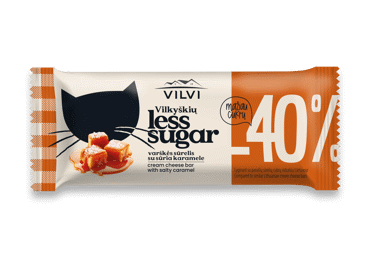 Glaistytas varškės sūrelis VILVI su sūria karamele Less Sugar 30% rieb., 40g