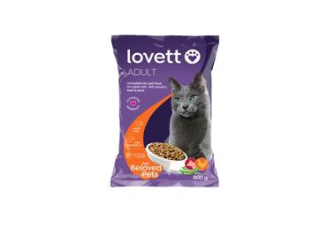 Сухой корм для кошек LOVETT с птицей, говядиной, горошком, 800 г