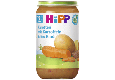Ekologiška įvairių daržovių ir jautienos tyrelė nuo 12 mėn., 250 ml