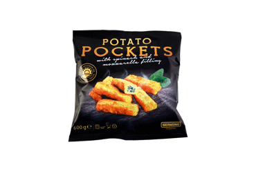 Frozen potato pockets with cheese and spices