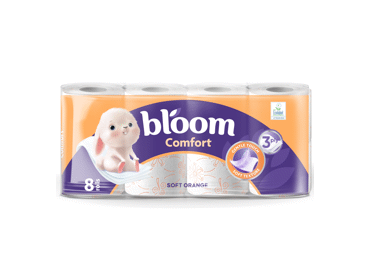Toilet paper BLOOM ORANGE, 8 rolls, 3-ply, 150 sheets, 8 pcs.