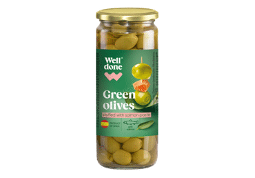 Green olives WELL DONE stuffed with salmon, 235 g