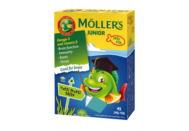 Vaisių skonio maisto papildas vaikams MOLLER'S, 45 vnt., 45 vnt.