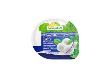 Maži mocarelos sūrio rutuliukai FARM MILK, 45 % rieb. s. m., 245 g